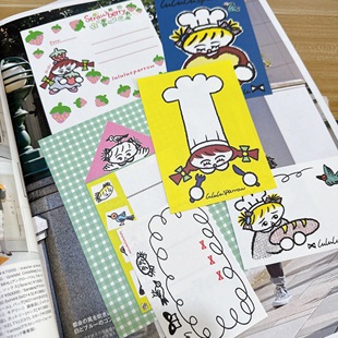 浮光分装 lululusparrow 厨师 黑白线条 女孩 手绘风便签