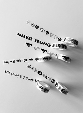 浮光分装 韩国inap 简笔手绘风格 英文 小动物 爱心 手帐胶带