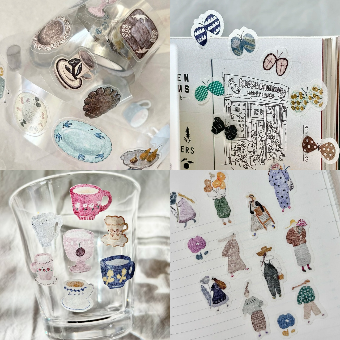 浮光分装 太晚Pion 轻复古/盐系/水彩风 模切贴 女孩人物杯子