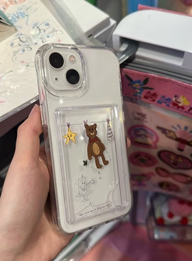 Another HillxGoldanna “小熊之家”韩式侧边插卡高透全包手机壳适用于iPhone
