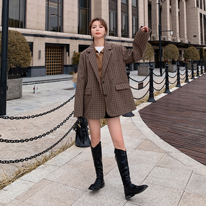 现货 2023新款格子小西装2202P120控178,女装西装,浙宝268（原浙宝222）