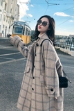 现货！新款加厚呢大衣单排扣格子1816+，女装毛呢外套，浙宝268（原浙宝222）