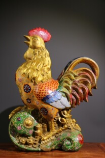 独特收藏纯铜景泰蓝掐丝珐琅彩大公无私勤劳致富大公鸡摆件16千克