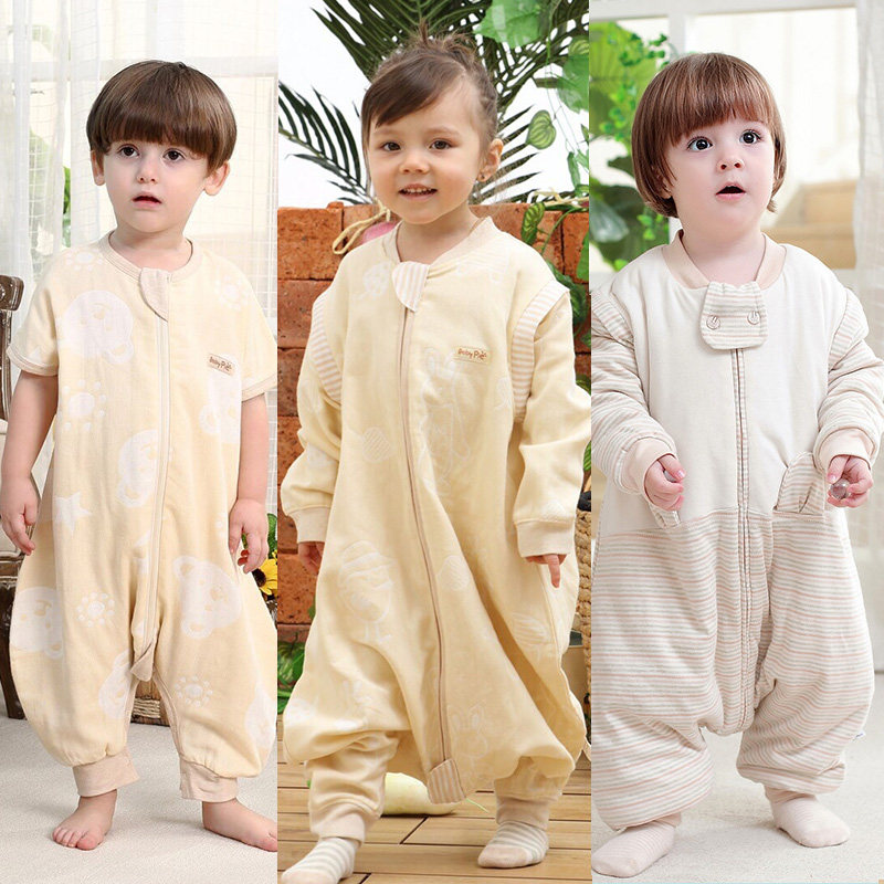 春夏款夏天空调房双层春季夹薄棉婴儿童睡袋宝宝防踢恒温分腿睡衣