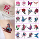 50张彩色纹身贴防水女持久玫瑰花蝴蝶个性 时尚 ing风贴纸遮疤神器
