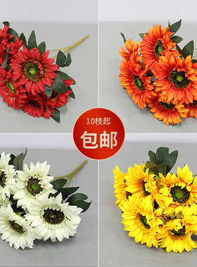7头大向日葵油画太阳花仿真花家居装饰室内美陈假花太阳花造景花