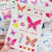 星月蝶踪系列 纹身贴彩色浪漫蝴蝶甜酷防水ins锁骨手臂少女彩绘