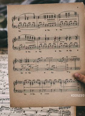 ins复古泛黄音乐书页琴谱乐谱旧美食摄影道具家居装饰摆设摆件