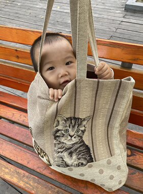 清新猫咪森女系英国单肩包卡通