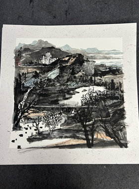 中国画毛笔山水风景原作绘画真迹装饰画客厅玄关办公室