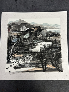 中国画毛笔山水风景原作绘画真迹装饰画客厅玄关办公室