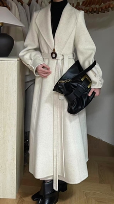 2025冬季加厚气质双面羊毛大衣女中长款裙摆型收腰显瘦羊毛呢外套