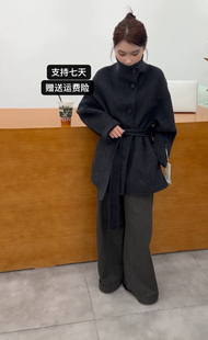 高端双面羊毛大衣女2025年秋季 小个子气质立领羊毛呢子外套短 新款