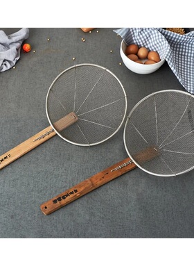 HEC酒总304不锈钢机制密篱8目密网漏勺滤油勺捞渣勺11寸12寸木柄