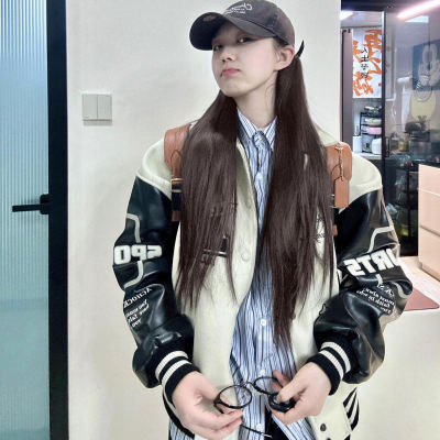 美式复古撞色拼接棒球服夹克外套