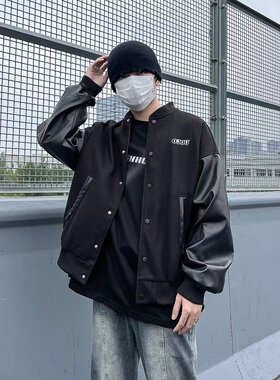 美式风街头棒球服字母外套刺绣