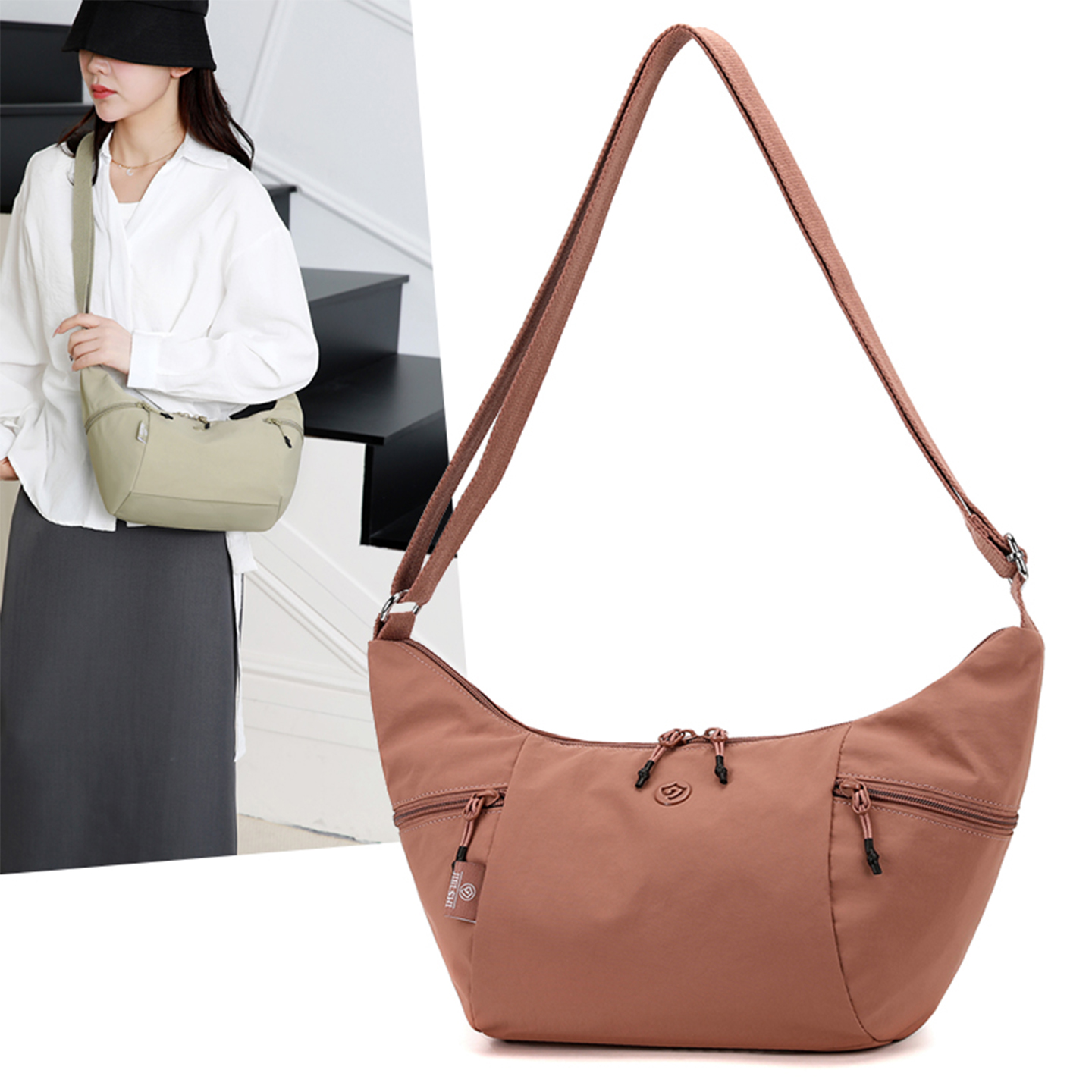 网红牛角包新款休闲百搭饺子包