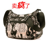 捷朗仕牛津布斜挎单肩包女士2024冬季 尼龙斜跨印花妈妈包 休闲时尚