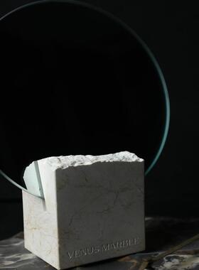 侘寂风黄洞石黑洞石底座意式极简