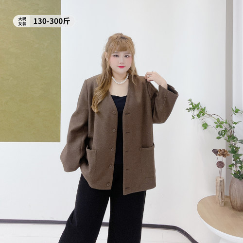 韩系通勤显瘦百搭美拉德毛呢外套