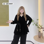 流苏收腰v领衬衫 胖莹莹加大码 女装 300斤新中式 秋季 高级感丝绒上衣