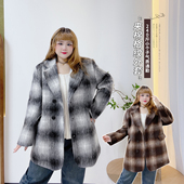 复古风气质加厚外套胖莹莹大码 胖mm秋冬时髦通勤夹棉西服大衣 女装