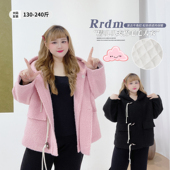 牛角扣少女风毛呢连帽棉服胖莹莹大码 女装 冬软糯保暖遮肉毛毛外套