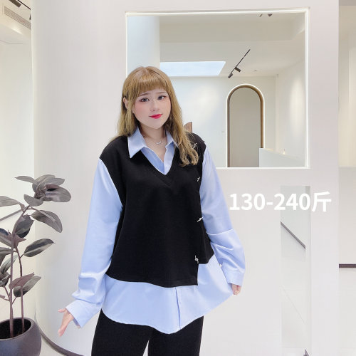 假两件马甲衬衫韩版学院休闲减龄