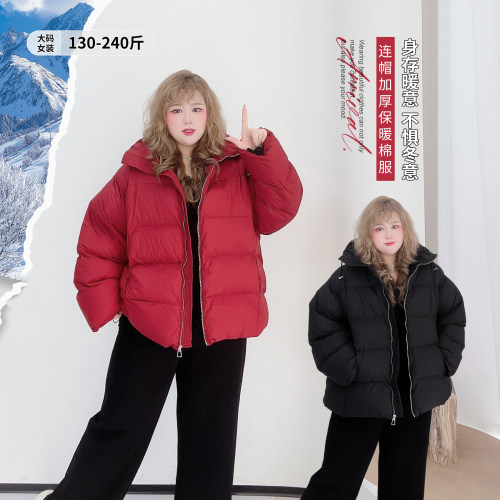 复古韩系松弛感新年红色连帽棉服