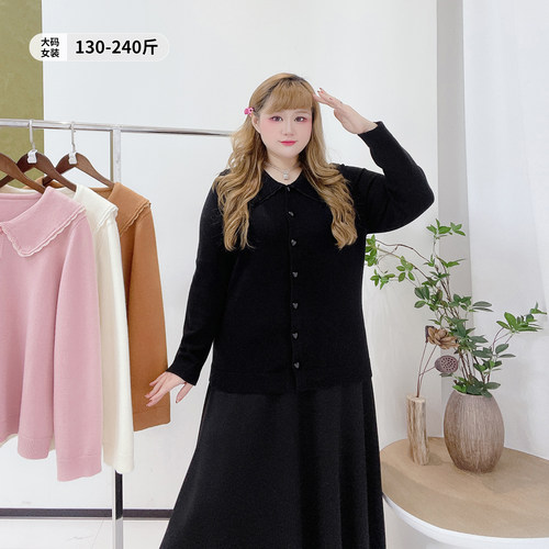 小个子弹力显瘦娃娃领针织开衫