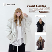 冬季 复古收腰遮肉毛毛大衣胖莹莹大码 女装 韩系派克服立领保暖外套