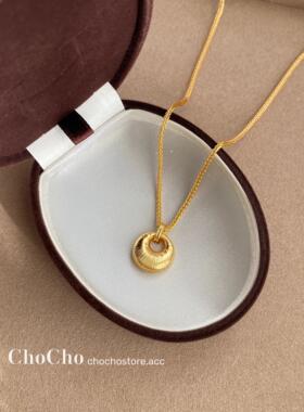 缎面拉丝金驼吊坠项链质感毛衣链