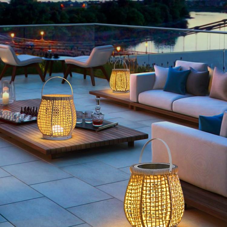 户外庭院花园景观灯防水充电手提露台编织落地太阳能灯