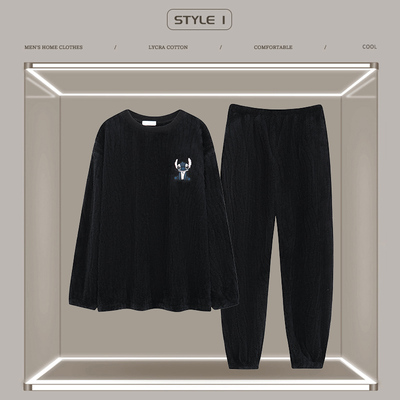 特大码加绒睡衣200斤珊瑚绒男士套装250胖mm秋冬法兰绒家居服6XL