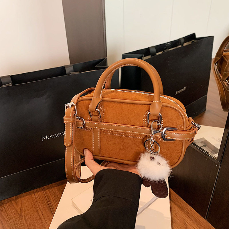 法国复古磨砂手提包女包2025新款休闲百搭单肩包网红保龄球斜挎包,箱包皮具/热销女包/男包,单肩包,淘宝优惠券,粉丝福利购,淘宝优惠卷