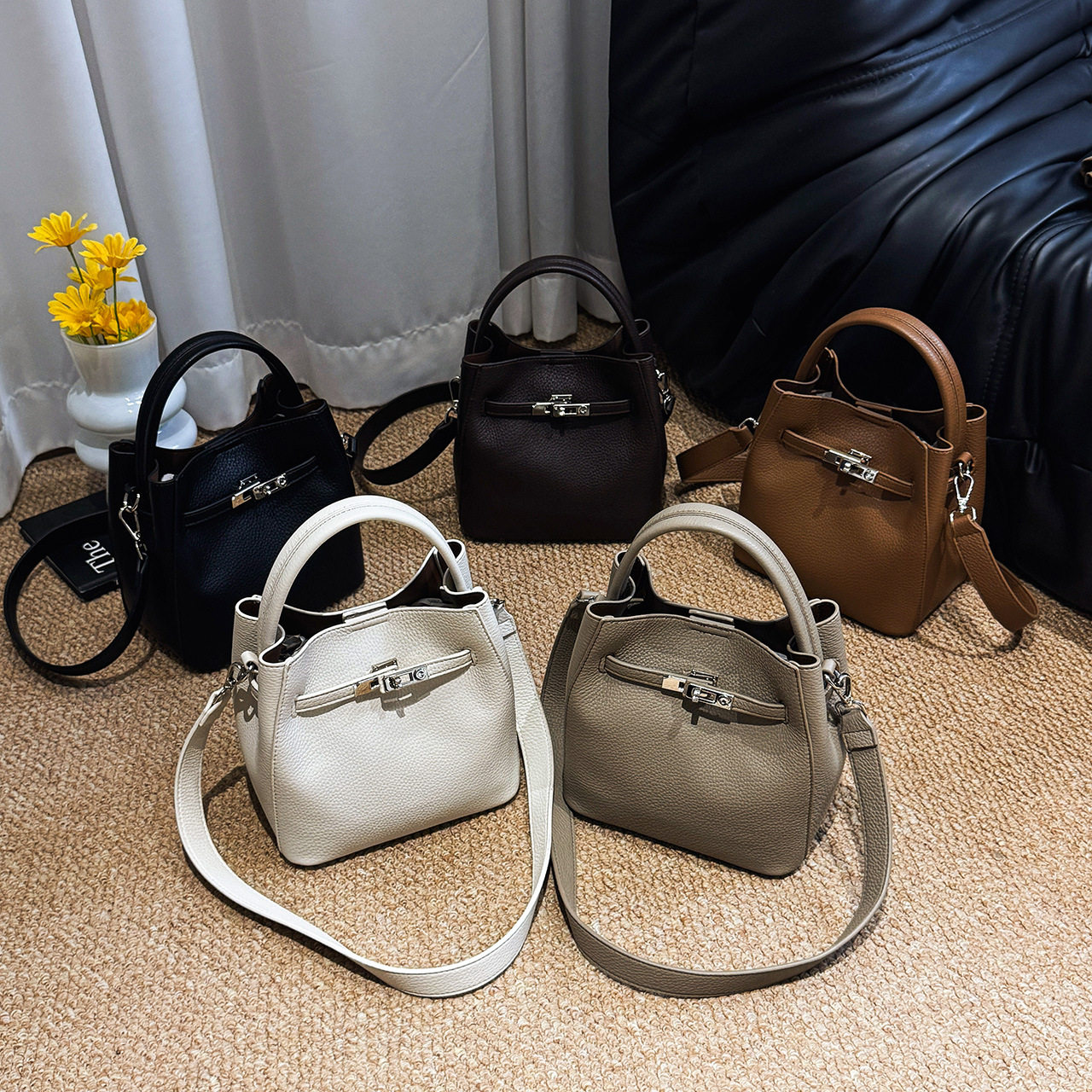 高级感荔枝纹水桶包包女2026新款软皮手提子母包单肩斜挎女包,箱包皮具/热销女包/男包,单肩包,淘宝优惠券,粉丝福利购,淘宝优惠卷