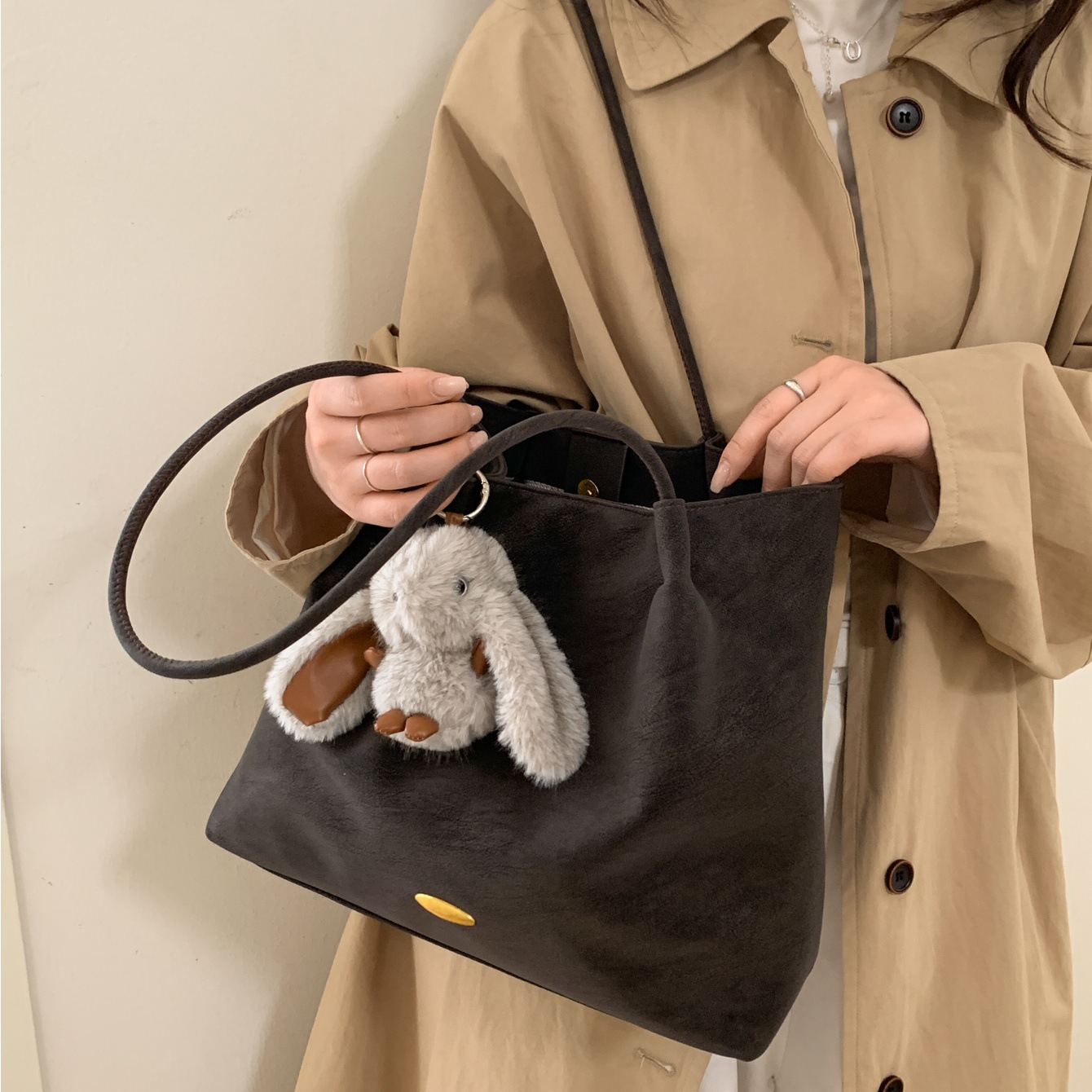 复古磨砂托特包女2025新款