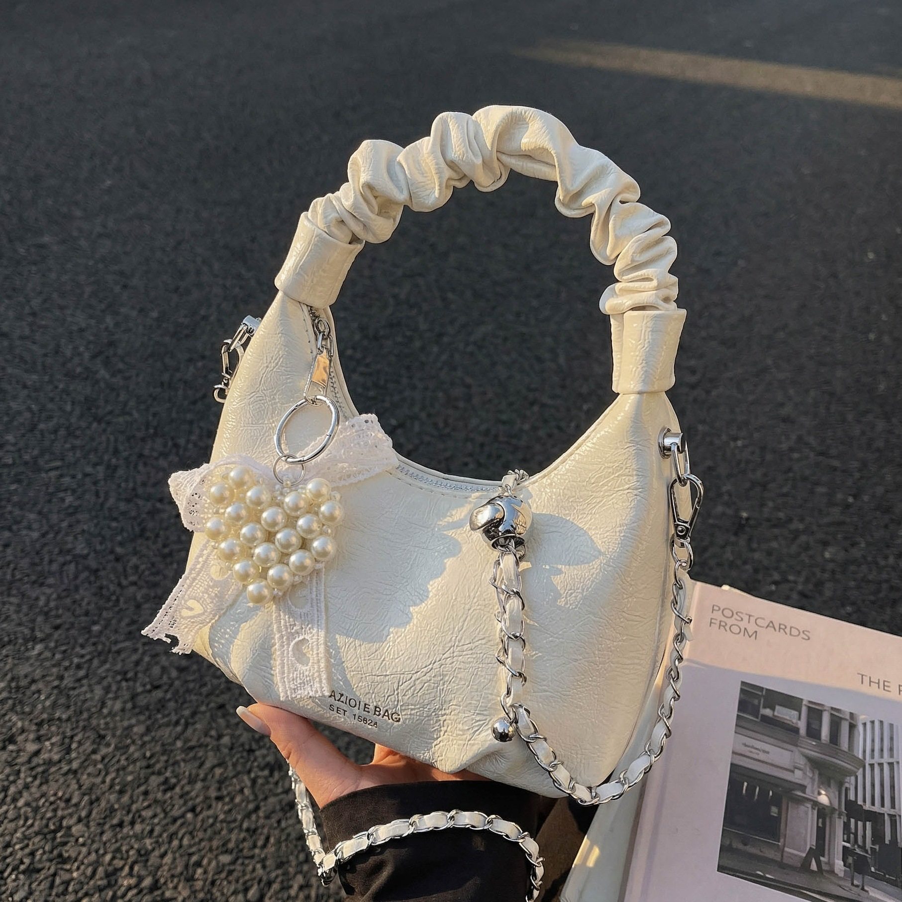 韩版小众褶皱手提小包包女2026新款潮流百搭单肩包时尚链条斜挎包,箱包皮具/热销女包/男包,单肩包,淘宝优惠券,粉丝福利购,淘宝优惠卷