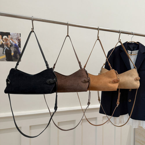 高级感小众麂皮绒腋下包女