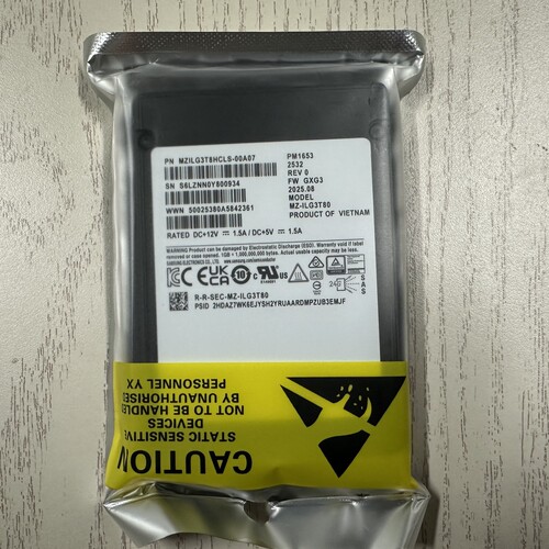 全新三星企业级固态硬盘PM1653 3.84T