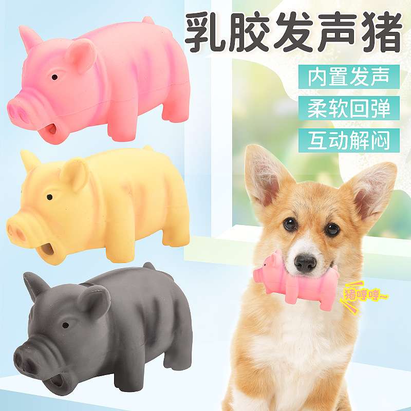 新款宠物玩具猪 乳胶发声小猪 耐咬磨牙狗狗玩具三色可选