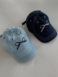 韩国ins东大门可爱蝴蝶结刺绣鸭舌帽子女春夏款百搭遮阳棒球帽潮