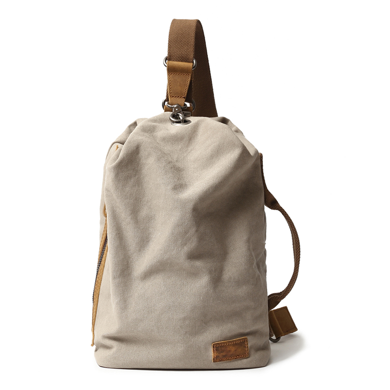 男生休闲风复古简约水桶文艺背包