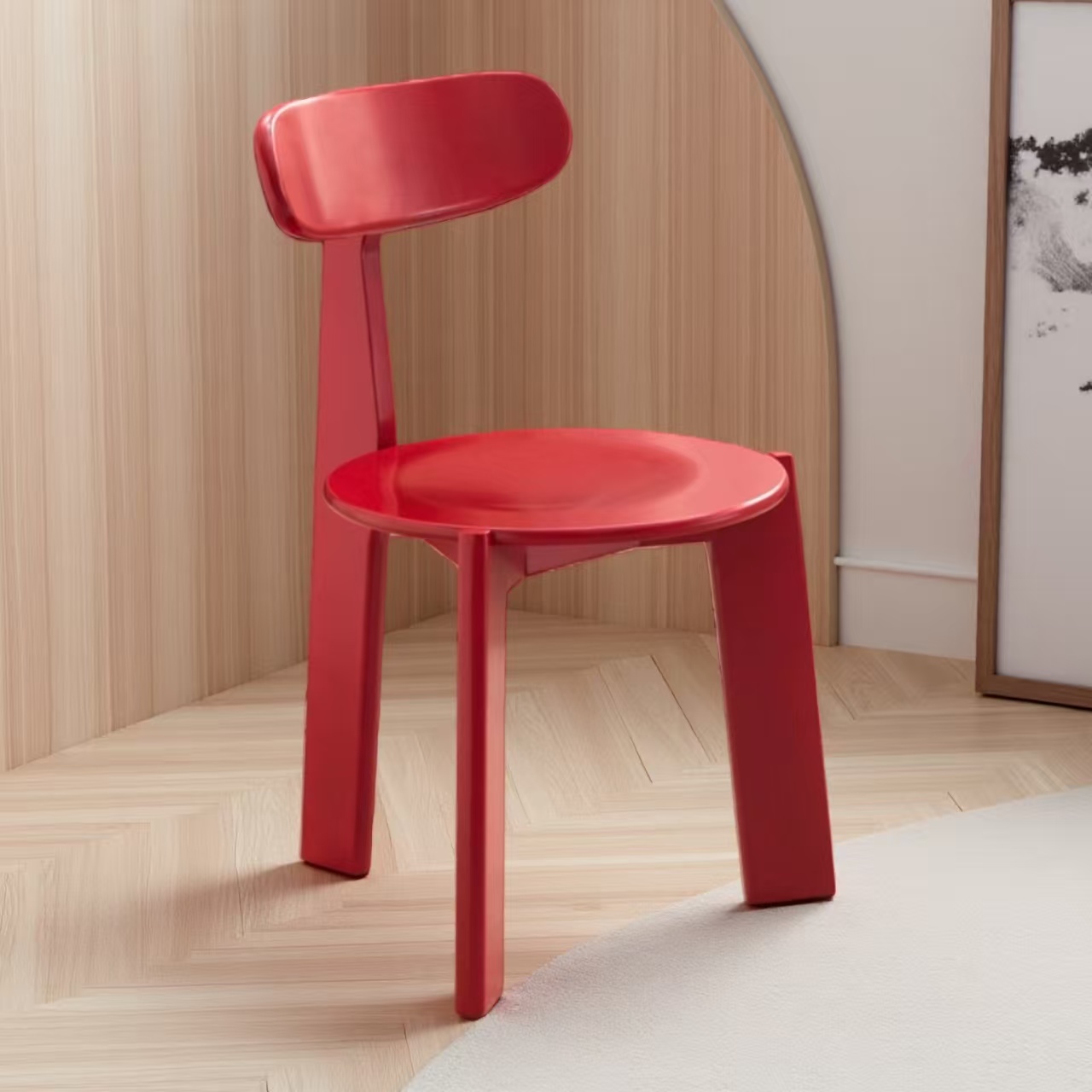 SLOW椅法式复古实木餐椅家用设计师靠背椅子小户型中古风轻奢书椅