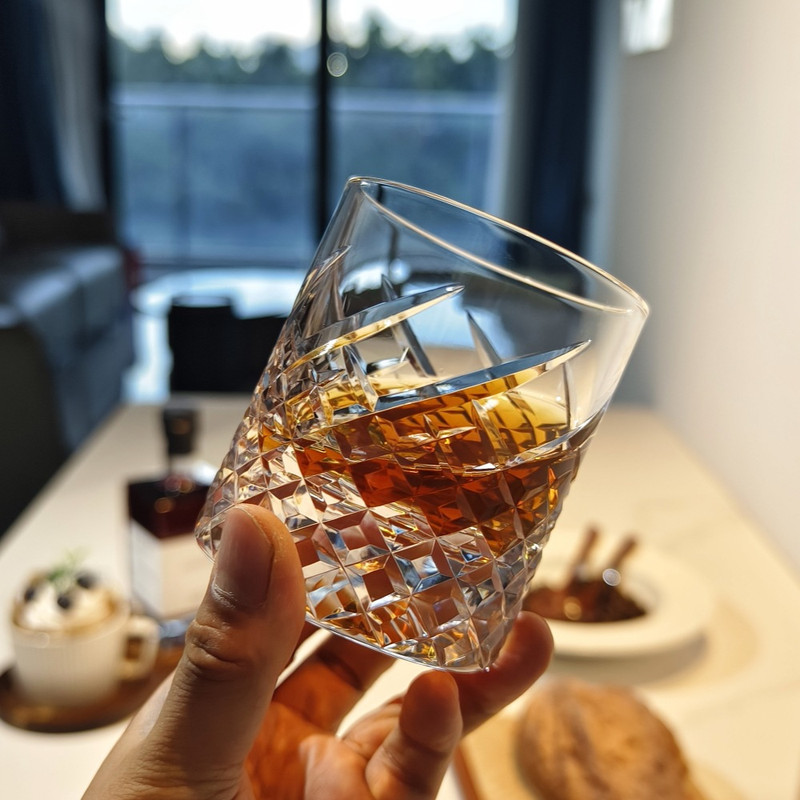 江户切子日式手工雕刻浮雕玻璃杯威士忌杯洋酒杯送礼佳品