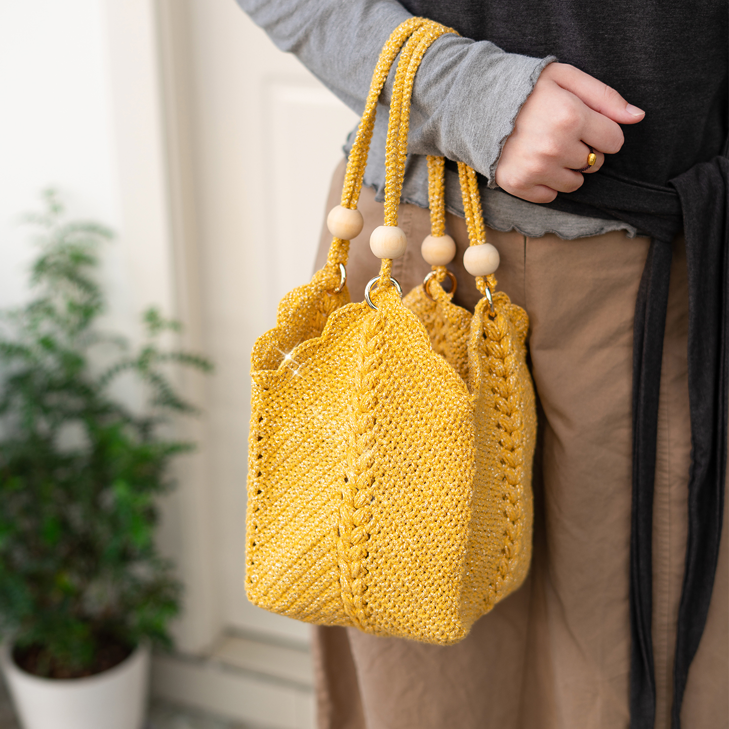 闲惠风信菜篮子包diy钩织材料包