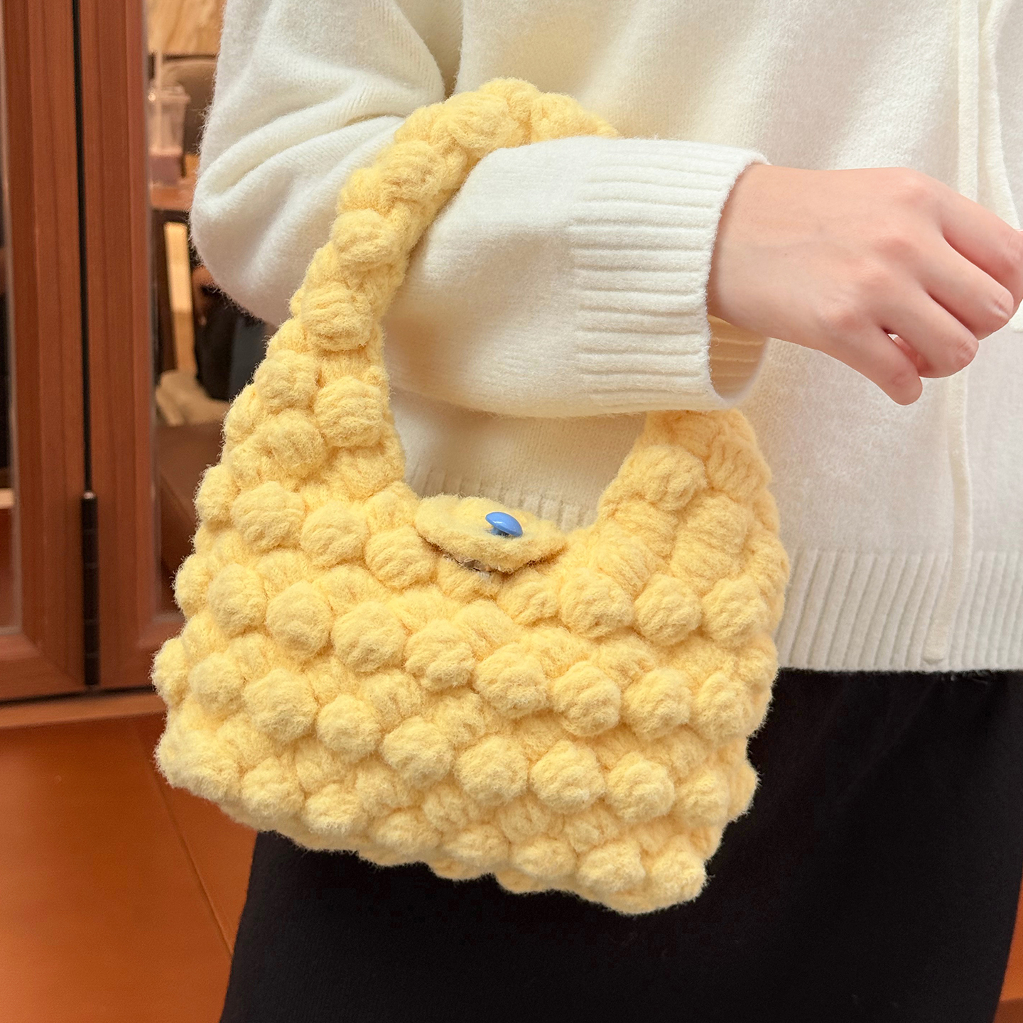 闲惠居家甜豆泡芙包包钩织材料包