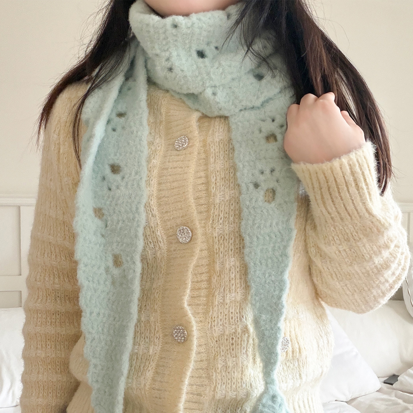 闲惠踏雪喵 围巾钩织diy材料包手工编织毛线送女生自己织软糯可爱