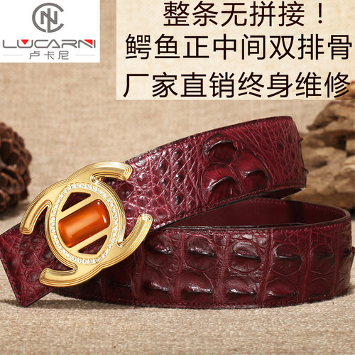 无拼接休闲风不锈钢针扣真皮皮带