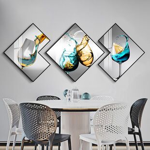 餐厅装饰画现代简约三联画异形壁画高档晶瓷画厨房背景墙轻奢挂画